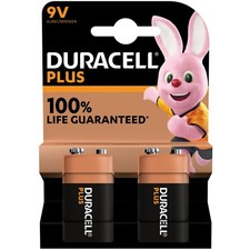 Duracell Plus PP3 9V Alkaline Batteries - Pack of 2