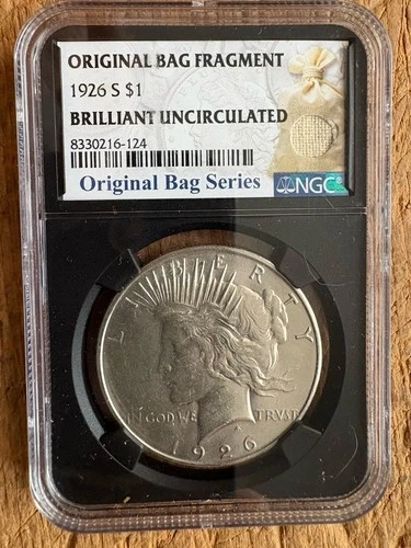 1926 S Peace Silver Dollar NGC BU Original Bag Series Relic Label