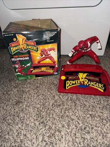 New Open Box 1994 Vintage Mighty Morphin Power Red Ranger Phone Red Power Ranger