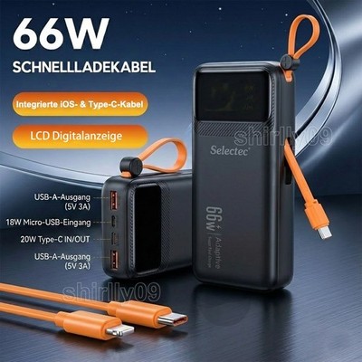Powerbank 1000000mAh 66W USB-C Externer Batterie 4 USB Ladegerät für Alle Handys