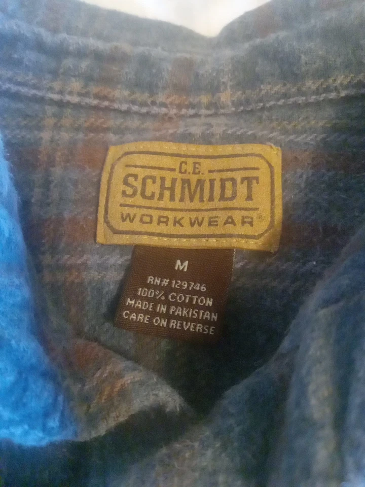 Vintage C.E. Schmidt Workwear Shirt Mens Medium Heavy Flannel Plaid 100% Cotton - Image 3 of 4