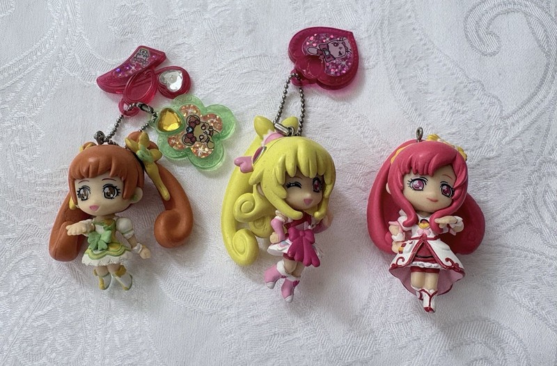 Pretty Cure (Precure) Keychain 3 pcs Mini Figure Japan Anime Bandai RARE EUC