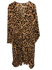 Shein Curve 2XL Long Sleeve V Neck Leopard Print Women's Dress Elastic Waist