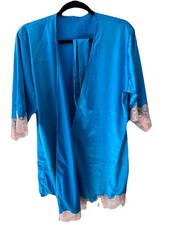 Frederick's of Hollywood M polyester lace Vintage Blue Women s Robe