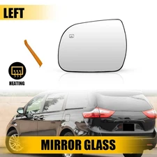 Door Mirror Glass W/Plate Driver Side Heated For Toyota Sienna 2011-19 TO1324127