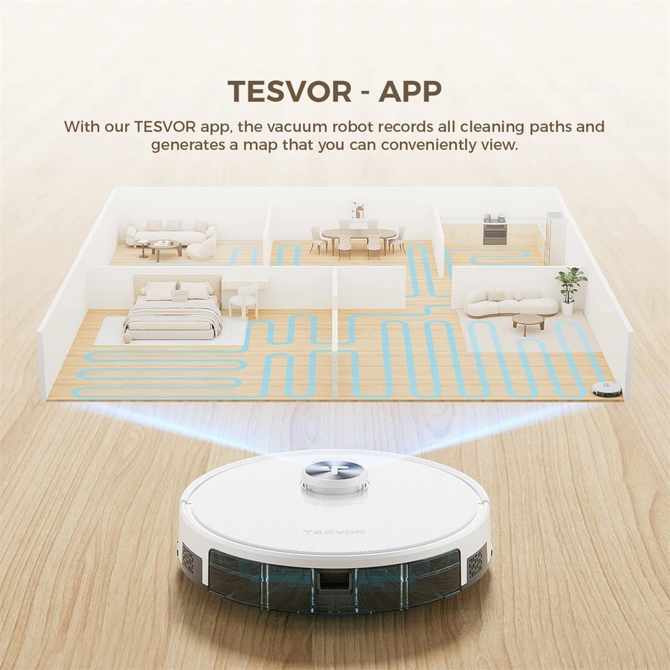 Tesvor Roboter Staubsauger mit Wischfunktion & App | 6000Pa LiDAR Navigati - Bild 2 von 4