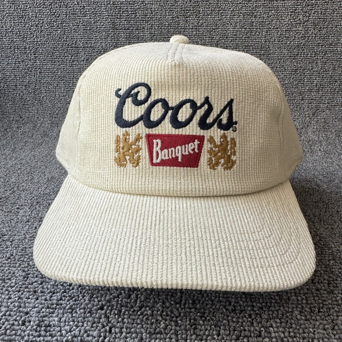 American Needle Coors Banquet Corduroy Snapback Hat Cream Retro Cap