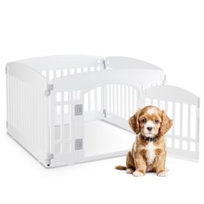 HealSmart 24" 4-Panel Dog Playpen w/ Door - Indoor/Outdoor Exercise Puppy Pen