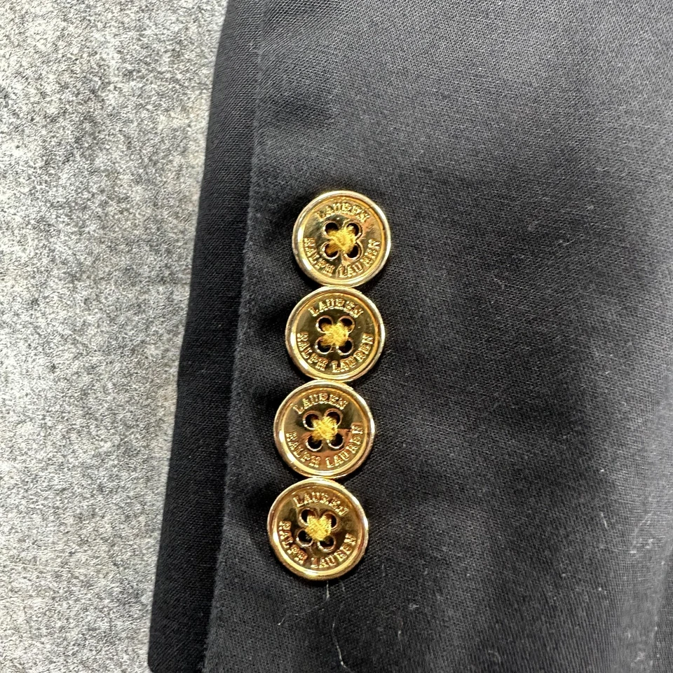 Blazer Lauren Ralph Lauren Feminino 1X Preto Crista Ouro Botão Jaqueta Preppy - Imagem 4 de 4