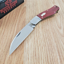 Rough Ryde Reserve Folding Knife D2 Tool Steel Blade Red Canvas Micarta Handle