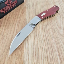 Rough Ryde Reserve Folding Knife D2 Tool Steel Blade Red Canvas Micarta Handle
