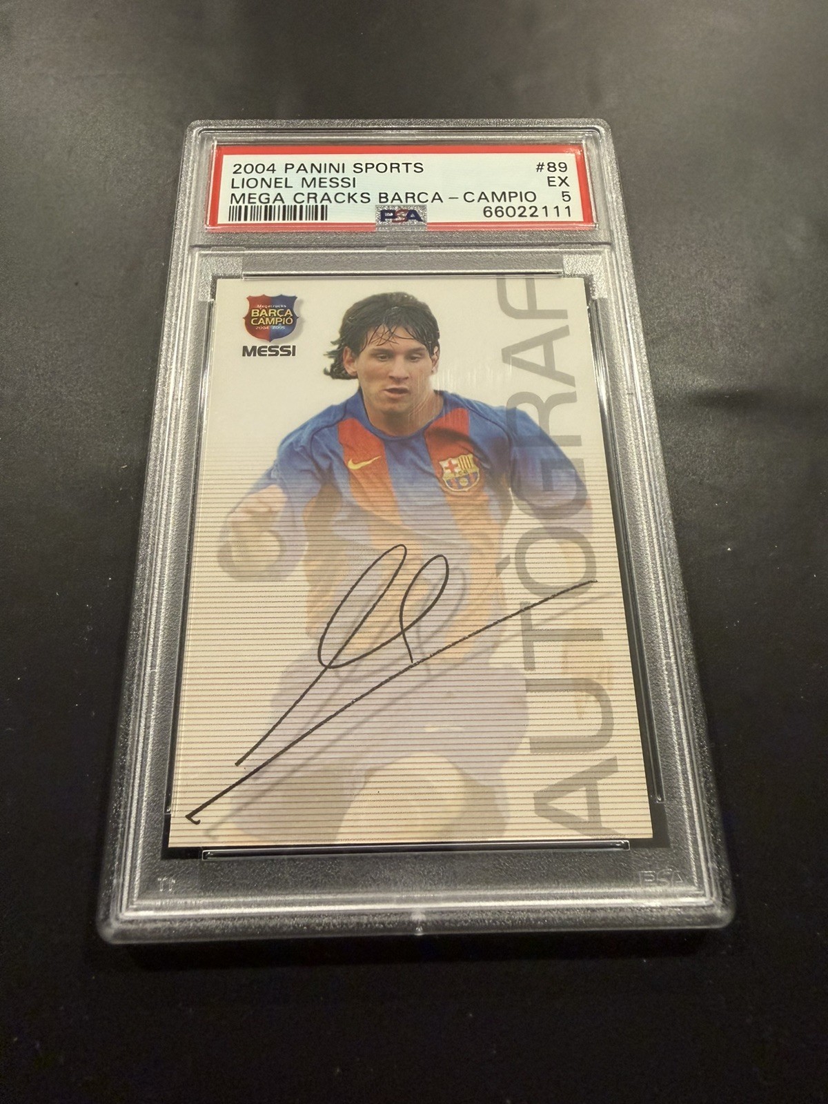 2004 Panini Sports Lionel Messi Mega Cracks Barca-Campio #89 PSA 5 EX