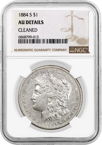 1884 S $1 Morgan Silver Dollar NGC AU Details Cleaned Key Date Coin  #013
