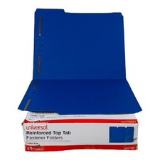 49 Folders Universal Letter Reinforced Top Tab Fastener Folders Blue 1/3 Cut