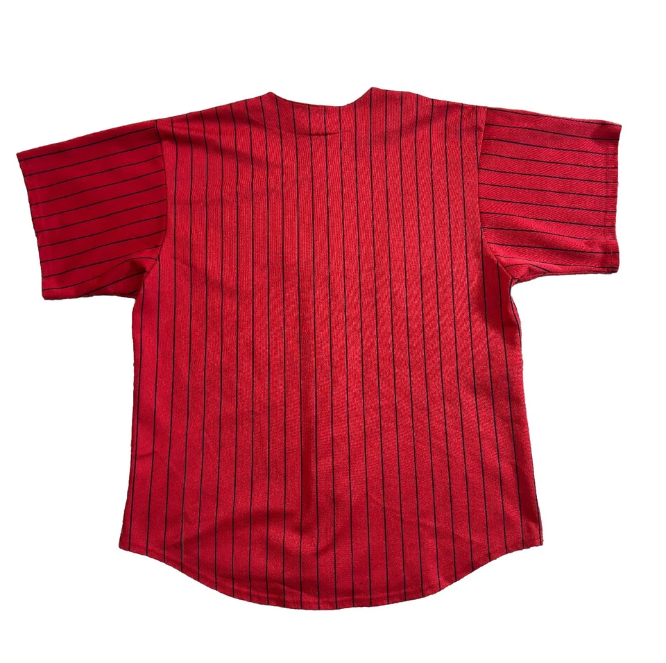 Vintage Majestic Atlanta Braves Red Pin Stripe MLB Jersey Blank 90s Men's XL - Image 3 of 4