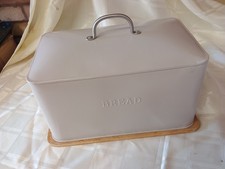 Vintage Enamelled Tin Bread Bin with Integral Cutting Board
