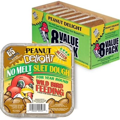 Peanut Delight No Melt Suet Dough Wild Bird Food 11.75 oz 8 Pack High Energy