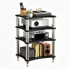 Corner Record Player Stand Audio-Video Shelving for Entertainment  4-Tier stora