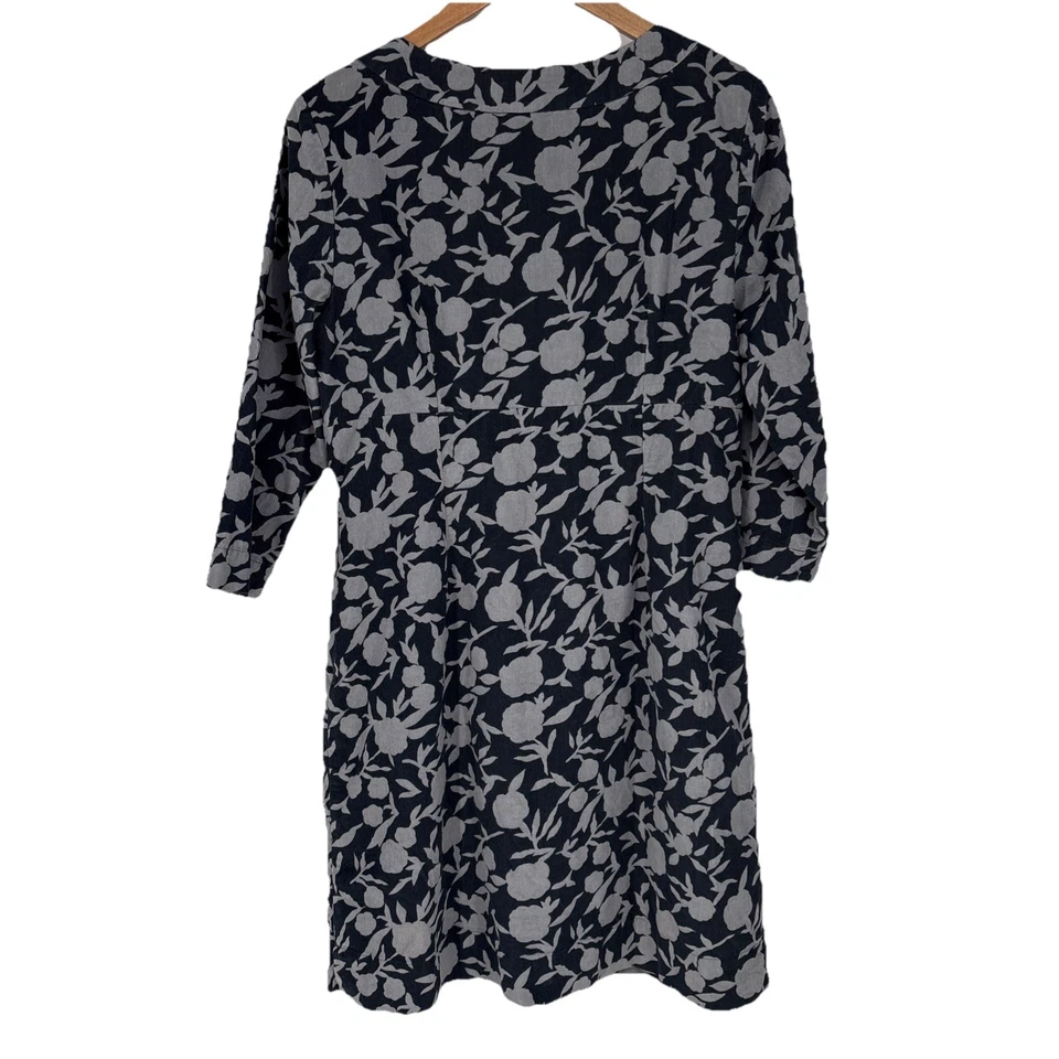 Vestido midi Boden para mujer suave de pana floral 10R negro preppy clásico Foto 2 de 4
