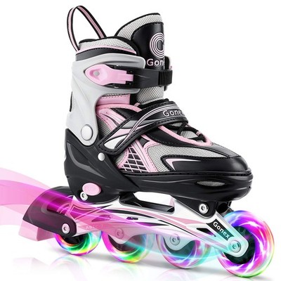 Juego De Patines Para Niñas Ruedas En Linea Rosado Inline Roller Skates Pink NEW