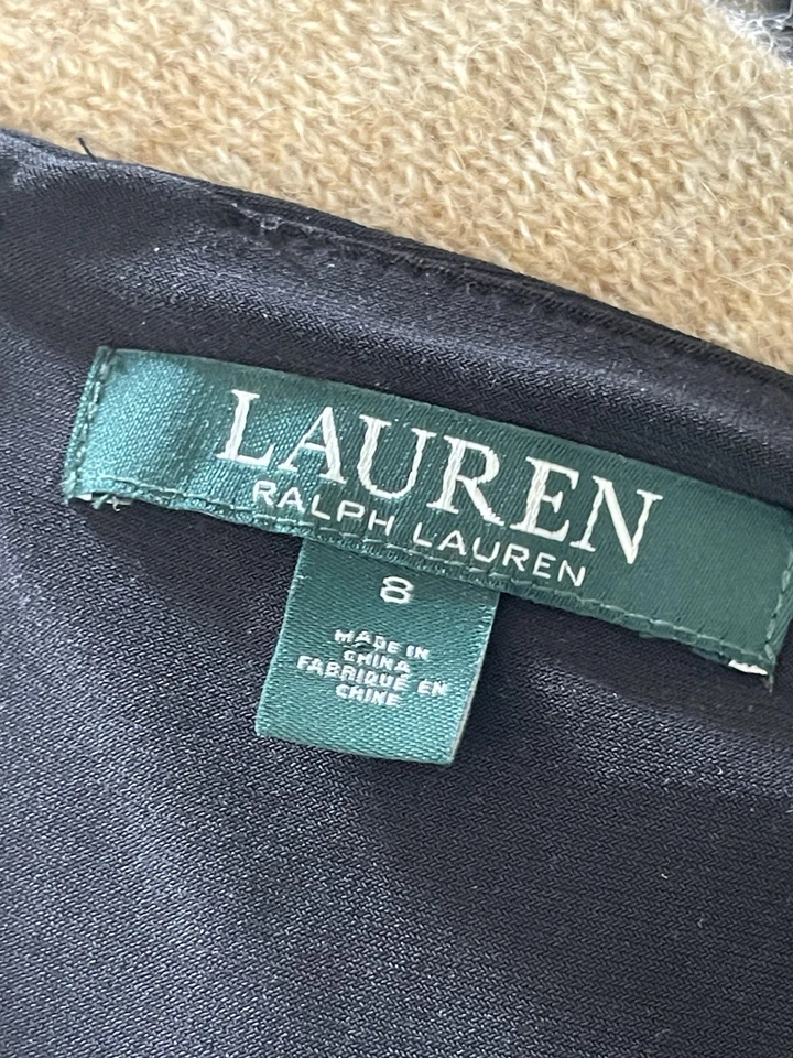 Ralph Lauren NWT Classic Long Black Gown Sz 8 Mesh Flared Hem Deep V Wrap Chest - Image 3 of 4