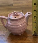 Vintage McCoy USA Pottery Tiny  Ring Band Pink Glazed Ceramic Teapot collectible