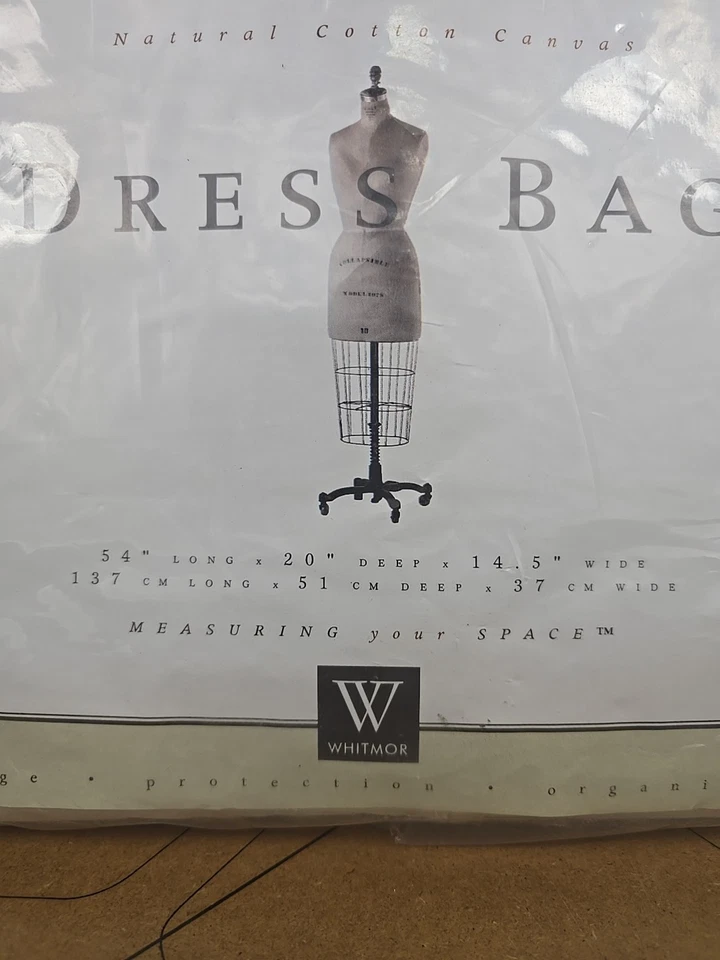 Bolso de vestir vintage Whitmor de lona de algodón natural almacenamiento con cremallera 54x20x14,5 EE. UU. Foto 3 de 4