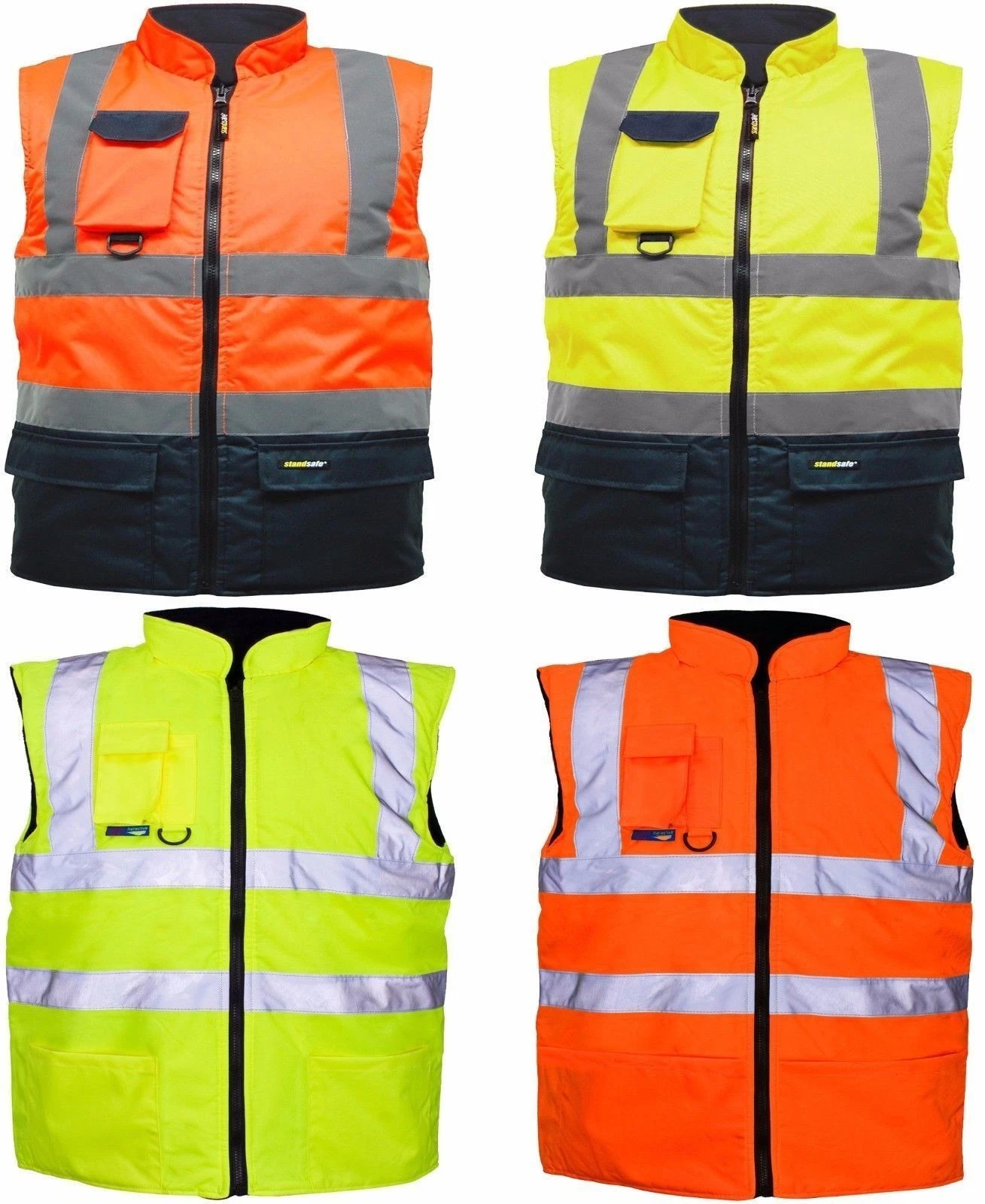 Hi Viz Bodywarmer Fleece Lined Gilet Reflective Waterproof Workwear Waistcoats