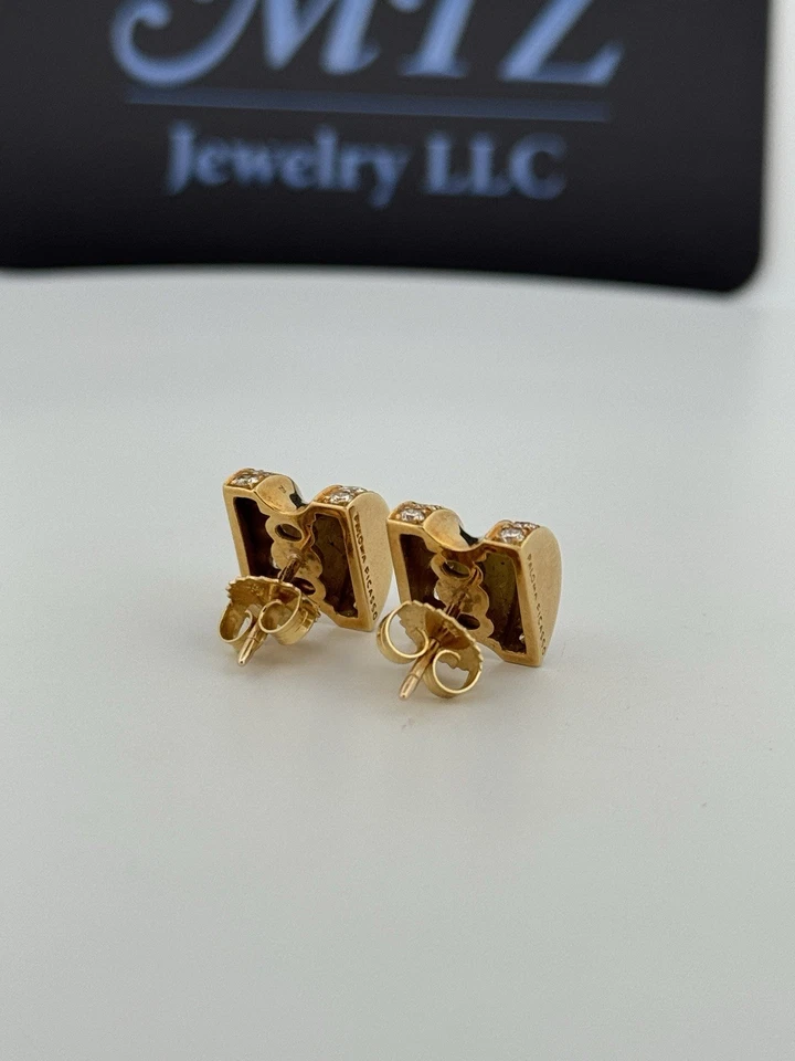 Vintage Paloma Picasso Tiffany & Co 18kt Yellow Gold ‘Groove’ Diamond Earrings  - Image 4 of 4