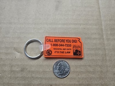 One Call Kansas Wichita KS Vintage Keychain Key Chain Ring Loop Logo Nameplate 