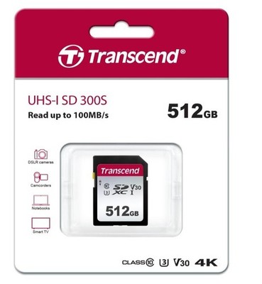 Transcend Premium 300S SDXC-Karte 512 GB Class 10, UHS-I, UHS-Class 3, v30 Video