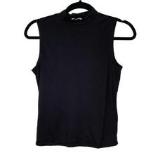 Olivia Rae Tank Top Sleeveless Stretch Mock Neck Pullover Solid Black S Basic