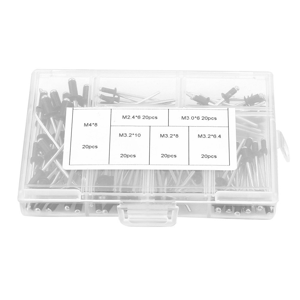 120pcs/set M2.4 / M3.0 / M3.2 / M4 Aluminium Blind Rivets Fasteners Assortmen☜