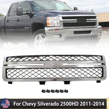 Front Grille For 2011-2014 Chevrolet Silverado 2500 3500 HD Black and Chrome