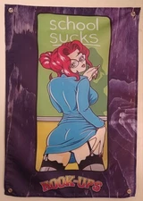 Hook Ups Skateboards School Sucks Banner Birdhouse World JK Industries T Shirt L