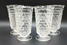 Set of 4 Indiana Glass Whitehall Stacked Cube Straight Iced Tea Glasses 16 ozs