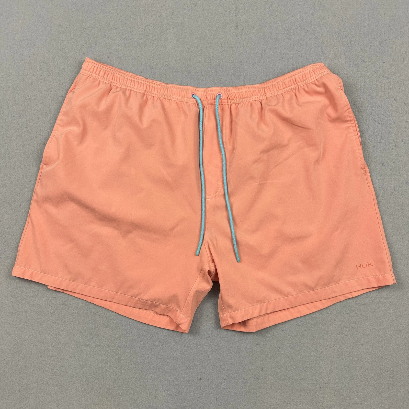 Huk Fishing Shorts Men 2XL Orange Swim Quick Dry Lined Elastic Waist Drawstring