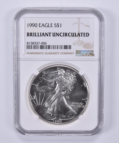 1990 American Silver Eagle BU NGC Brown Label *2238