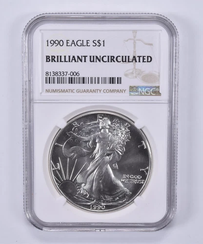 1990 American Silver Eagle BU NGC Brown Label *2238