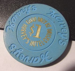 HARVEY'S HOTEL CASINO RESORT (1980's) $1 gaming poker chip Lake Tahoe NV