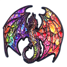 Colorful Dragon Enamel Pin Gothic Punk Stained Glass Brooch for Jackets Bags