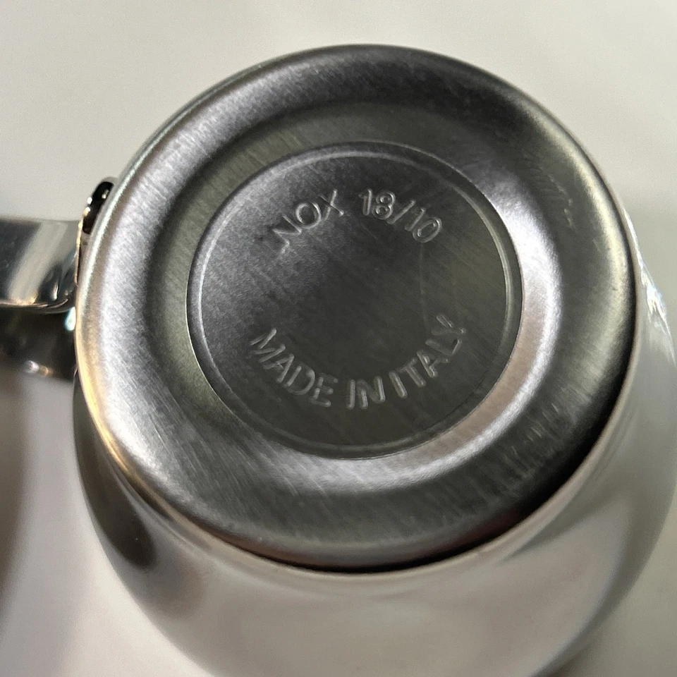 "Juego de tazas y platillos espresso italianos de acero inoxidable INOX 18/10 diseño moderno 2,25""" Foto 3 de 4