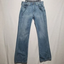 Levis Jeans Men 34x34 Blue 527 Bootcut Whisker Cowboy Distressed Denim 