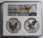 2021 S & W Reverse Proof Silver Eagle 2 Two Coin ,, Designer Set PF70 (Toned)