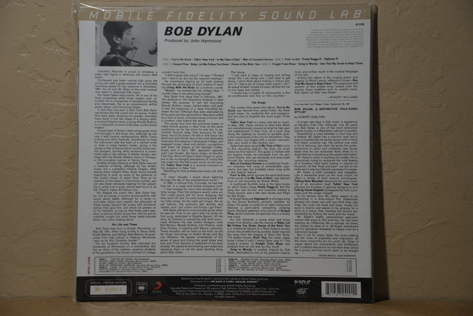 Bob Dylan - Bob Dylan - MFSL 2-420 - Mono 1962 Debut - # Ed - BRAND NEW! SEALED! - Image 2 of 4