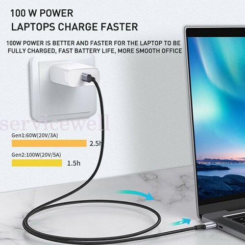 NEW 10Gbps PD Fast Charging Video USB-C to Type-C Cable USB 3.1 Gen2 100W 60W 4K - Picture 6 of 13