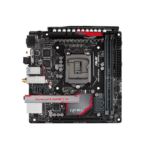 Мат плата Asus maximus viii Impact <s1151, iz170, 2*ddr4, pci-e16x, sata iii, sata raid, USB 3.1, gb lan, Mini-itx, retail> (4712900213812)