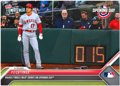 PITCH TIMER MAKES TIMELY MLB DEBUT OPENING DAY SHOHEI OHTANI TOPPS NOW CARD #13