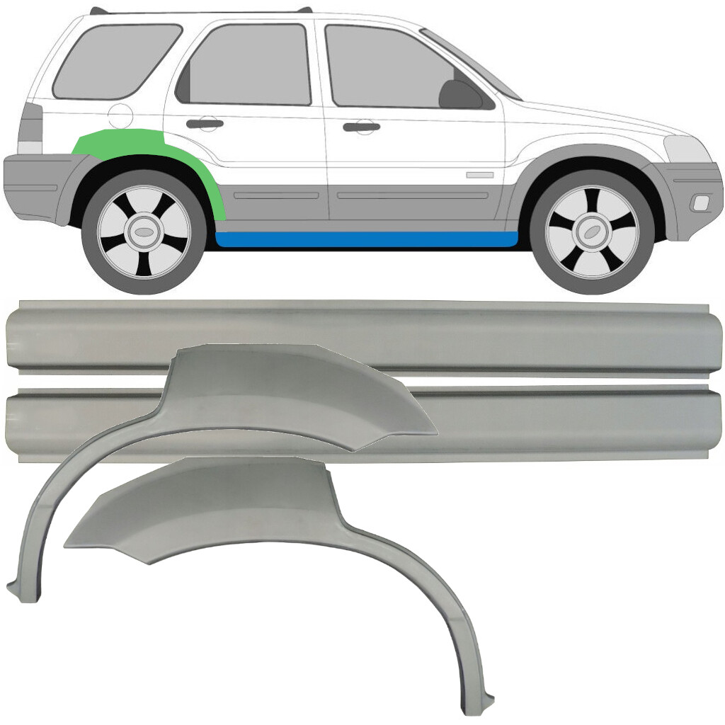 FORD MAVERICK MAZDA TRIBUTE 2001-2008 2x REAR WHEEL ARCH + 2x SILL REPAIR PANEL