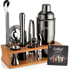 Bartender Kit Cocktail Shaker Set with Stand Bar Tool Bar Set for Drink Mixin...